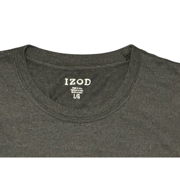 IZOD MENS SALTWATER SOFT WASH POCKET CREW T-SHIRT - CHARCOAL GRAY/BLACK SZ L - Picture 3 of 8